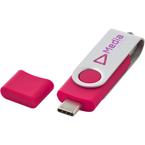 OTG Rotate USB Typ-C Stick , magenta MB , 2 GB , Kunststoff, Aluminium MB , 7,00cm x 1,60cm x 1,00cm (Länge x Höhe x Breite), Bild 2