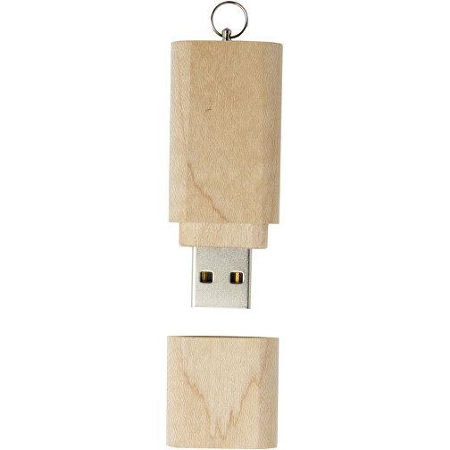 USB-Stick 3.0 Aus Holz Mit Schlüsselring , hellbraun MB , 128 GB , Holz, Aluminium MB , 5,80cm x 1,00cm x 2,00cm (Länge x Höhe x Breite), Bild 3