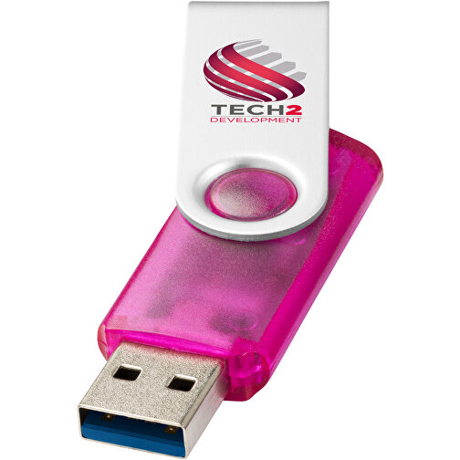 Rotate USB-Stick 3.0 Transparent , rosa MB , 128 GB , Kunststoff, Aluminium MB , 5,80cm x 1,90cm x 1,00cm (Länge x Höhe x Breite), Bild 2