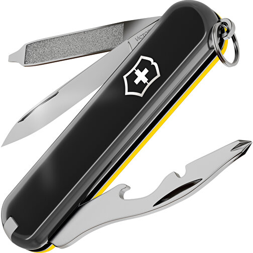 RALLY - Victorinox Schweizer Messer , Victorinox, Dark Illusion / Sunny Side, hochlegierter, rostfreier Stahl, 5,80cm x 0,90cm x 2,00cm (Länge x Höhe x Breite), Bild 1