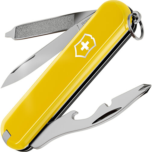 RALLY - Victorinox Schweizer Messer , Victorinox, Sunny Side / Dark Illusion, hochlegierter, rostfreier Stahl, 5,80cm x 0,90cm x 2,00cm (Länge x Höhe x Breite), Bild 1