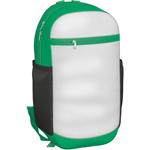 Rucksack Milan , weiss / hellgrün, Sublimation-fabric 300g, 15,00cm x 40,00cm x 30,00cm (Länge x Höhe x Breite), Bild 1