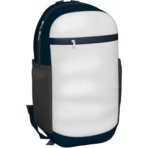 Rucksack Milan , weiß / heidelbeerblau, Sublimation-fabric 300g, 15,00cm x 40,00cm x 30,00cm (Länge x Höhe x Breite), Bild 1