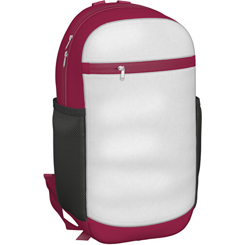 Rucksack Milan , weiss / bugunderrot, Sublimation-fabric 300g, 15,00cm x 40,00cm x 30,00cm (Länge x Höhe x Breite), Bild 1