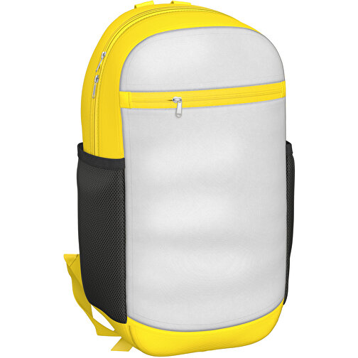 Rucksack Milan , weiß / zitronengelb, Sublimation-fabric 300g, 15,00cm x 40,00cm x 30,00cm (Länge x Höhe x Breite), Bild 1