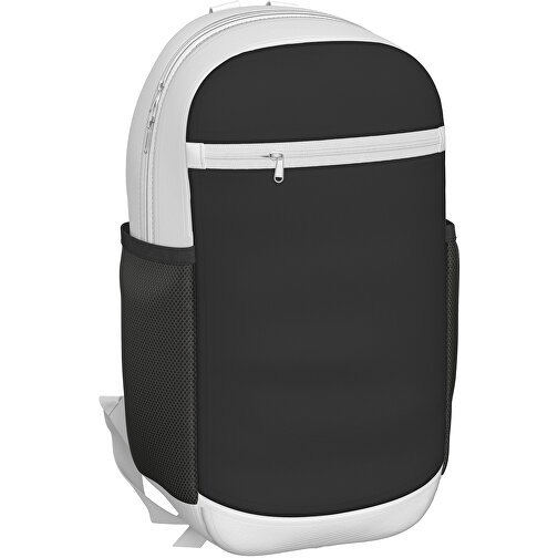 Rucksack Milan , schwarz / weiß, Sublimation-fabric 300g, 15,00cm x 40,00cm x 30,00cm (Länge x Höhe x Breite), Bild 1