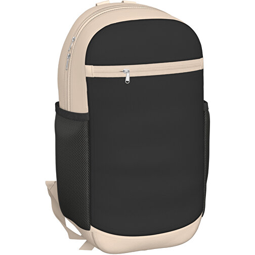 Rucksack Milan , schwarz / beige, Sublimation-fabric 300g, 15,00cm x 40,00cm x 30,00cm (Länge x Höhe x Breite), Bild 1