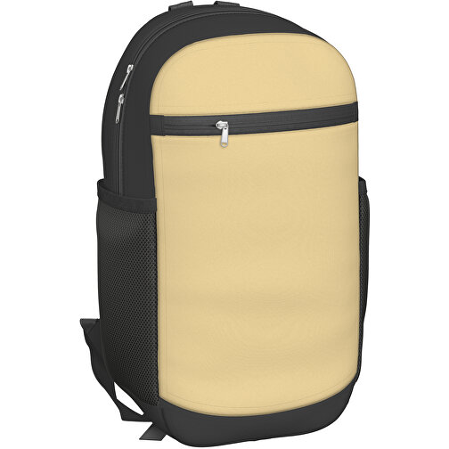 Rucksack Milan , hellbraun / schwarz, Sublimation-fabric 300g, 15,00cm x 40,00cm x 30,00cm (Länge x Höhe x Breite), Bild 1