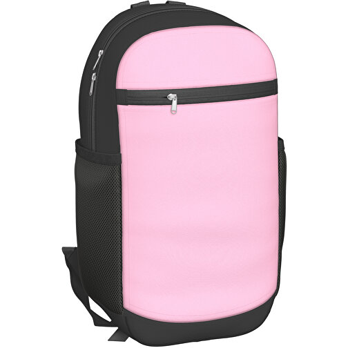 Rucksack Milan , hellrosa / schwarz, Sublimation-fabric 300g, 15,00cm x 40,00cm x 30,00cm (Länge x Höhe x Breite), Bild 1