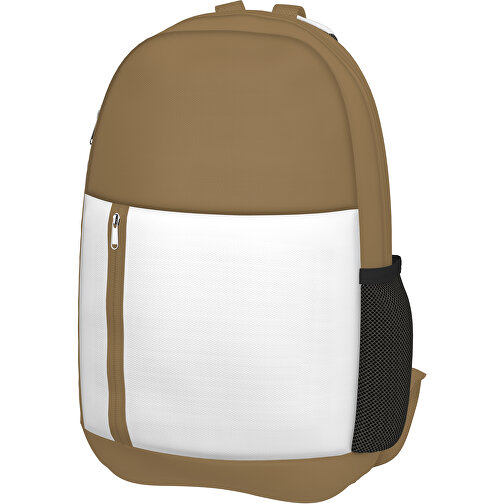 Rucksack Easy , weiss / hellgold, Sublimation-fabric 300g, 15,00cm x 40,00cm x 30,00cm (Länge x Höhe x Breite), Bild 1