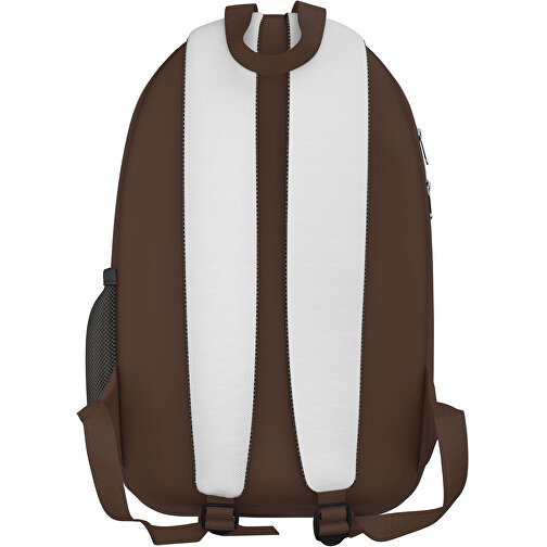 Rucksack Easy , weiss / espressobraun, Sublimation-fabric 300g, 15,00cm x 40,00cm x 30,00cm (Länge x Höhe x Breite), Bild 2