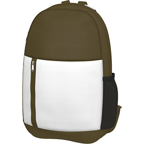 Rucksack Easy , weiß / tannengrün, Sublimation-fabric 300g, 15,00cm x 40,00cm x 30,00cm (Länge x Höhe x Breite), Bild 1