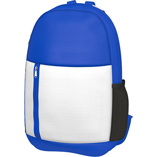 Rucksack Easy , weiß / königsblau, Sublimation-fabric 300g, 15,00cm x 40,00cm x 30,00cm (Länge x Höhe x Breite), Bild 1