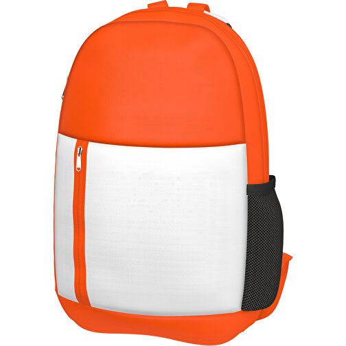 Rucksack Easy , weiß / orange, Sublimation-fabric 300g, 15,00cm x 40,00cm x 30,00cm (Länge x Höhe x Breite), Bild 1