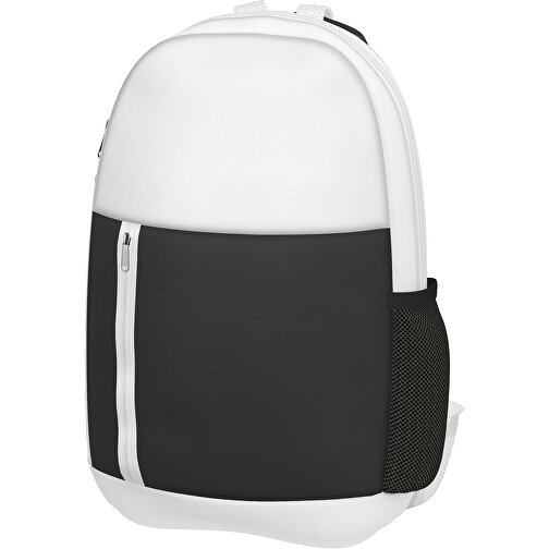 Rucksack Easy , schwarz / weiß, Sublimation-fabric 300g, 15,00cm x 40,00cm x 30,00cm (Länge x Höhe x Breite), Bild 1