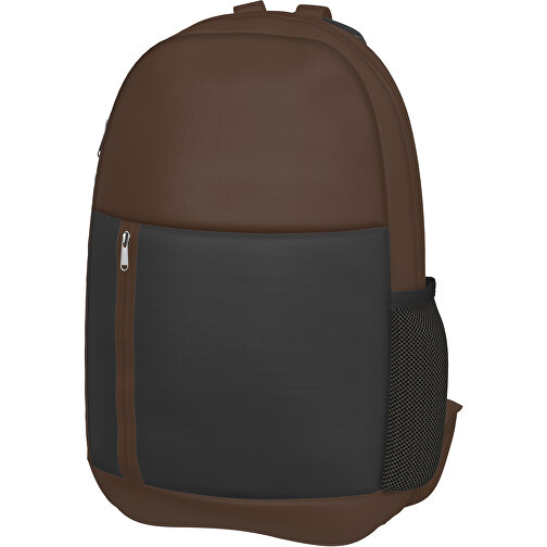 Rucksack Easy , schwarz / espressobraun, Sublimation-fabric 300g, 15,00cm x 40,00cm x 30,00cm (Länge x Höhe x Breite), Bild 1