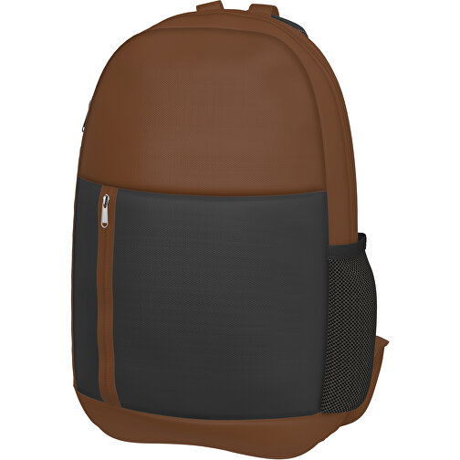 Rucksack Easy , schwarz / nougatbraun, Sublimation-fabric 300g, 15,00cm x 40,00cm x 30,00cm (Länge x Höhe x Breite), Bild 1