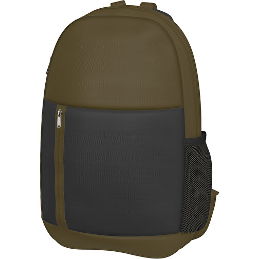 Rucksack Easy , schwarz / tannengrün, Sublimation-fabric 300g, 15,00cm x 40,00cm x 30,00cm (Länge x Höhe x Breite), Bild 1