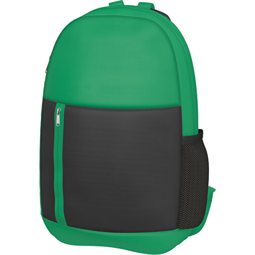 Rucksack Easy , schwarz / hellgrün, Sublimation-fabric 300g, 15,00cm x 40,00cm x 30,00cm (Länge x Höhe x Breite), Bild 1