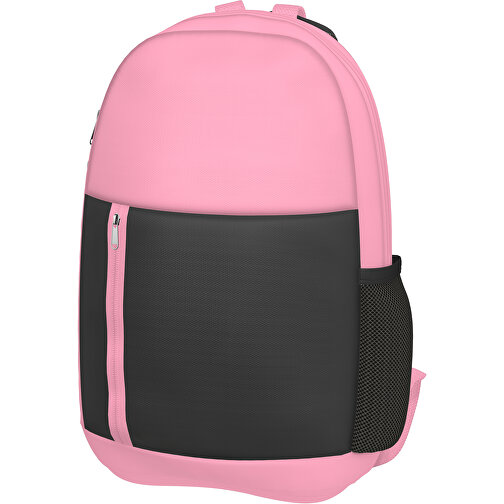 Rucksack Easy , schwarz / hellpink, Sublimation-fabric 300g, 15,00cm x 40,00cm x 30,00cm (Länge x Höhe x Breite), Bild 1