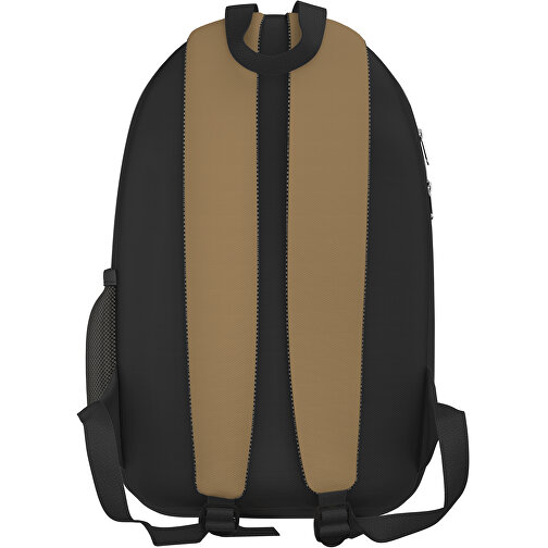 Rucksack Easy , hellgold / schwarz, Sublimation-fabric 300g, 15,00cm x 40,00cm x 30,00cm (Länge x Höhe x Breite), Bild 2