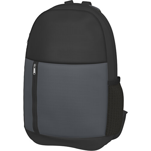 Rucksack Easy , asphaltgrau / schwarz, Sublimation-fabric 300g, 15,00cm x 40,00cm x 30,00cm (Länge x Höhe x Breite), Bild 1