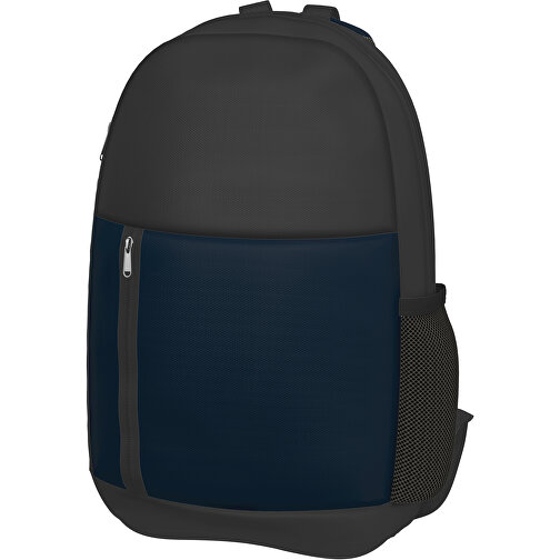 Rucksack Easy , heidelbeerblau / schwarz, Sublimation-fabric 300g, 15,00cm x 40,00cm x 30,00cm (Länge x Höhe x Breite), Bild 1