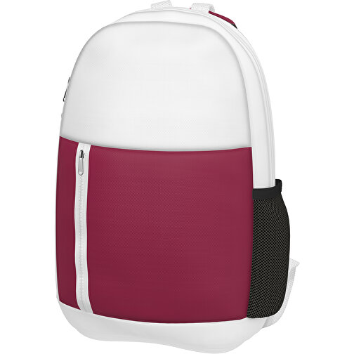 Rucksack Easy , bugunderrot / weiß, Sublimation-fabric 300g, 15,00cm x 40,00cm x 30,00cm (Länge x Höhe x Breite), Bild 1