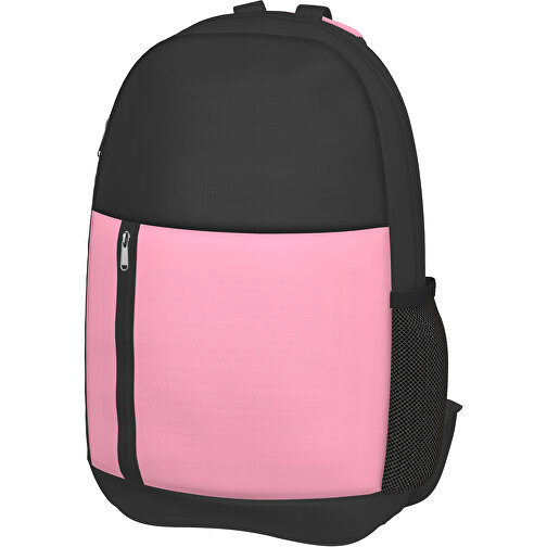 Rucksack Easy , hellpink / schwarz, Sublimation-fabric 300g, 15,00cm x 40,00cm x 30,00cm (Länge x Höhe x Breite), Bild 1