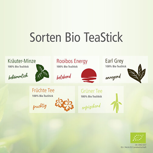 Bio TeaStick - Grüner Tee Ingwer Zitrone , Bio Folie, kompostierbar + Papier, 2,70cm x 1,50cm x 15,80cm (Länge x Höhe x Breite), Bild 3