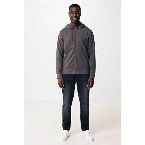 Iqoniq Abisko sweat à capuche zippé en coton recyclé, anthracite, Image 4