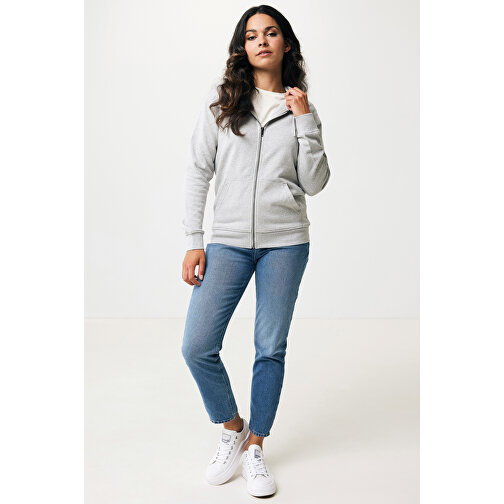 Iqoniq Abisko Zip-Kapuzenpullover Aus Recycelter Baumwolle, Heather Grey , heather grey, 50% recycelte und 50% biologische Baumwolle, XXS, 61,00cm x 1,00cm x 47,00cm (Länge x Höhe x Breite), Bild 10