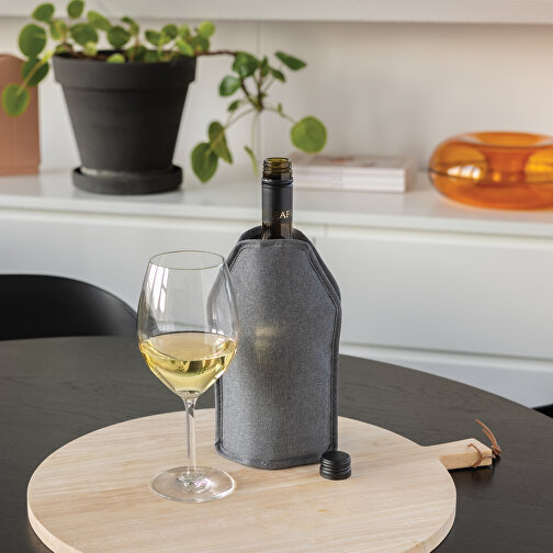 Vino AWARE™ RPET Weinkühler-Sleeve, Grau , grau, PET - recycelt, 15,50cm x 22,50cm x 2,50cm (Länge x Höhe x Breite), Bild 10