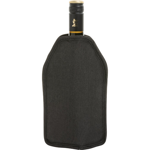 Vino AWARE™ RPET Weinkühler-Sleeve, Schwarz , schwarz, PET - recycelt, 15,50cm x 22,50cm x 2,50cm (Länge x Höhe x Breite), Bild 2