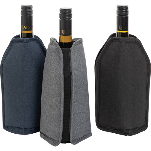 Vino AWARE™ RPET Weinkühler-Sleeve, Schwarz , schwarz, PET - recycelt, 15,50cm x 22,50cm x 2,50cm (Länge x Höhe x Breite), Bild 6