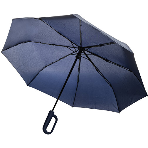 Yara 21“ AWARE™ RPET Regenschirm Mit Karabiner, Navy Blau , navy blau, PET - recycelt,Fiberglas, 64,00cm (Höhe), Bild 1