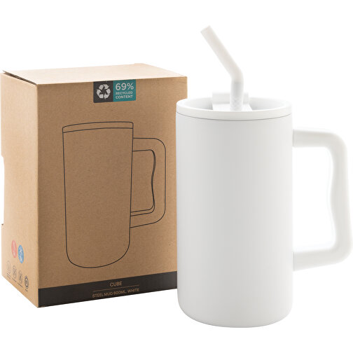 Gobelet Cube en acier recyclé RCS 800ml, blanc, Image 10