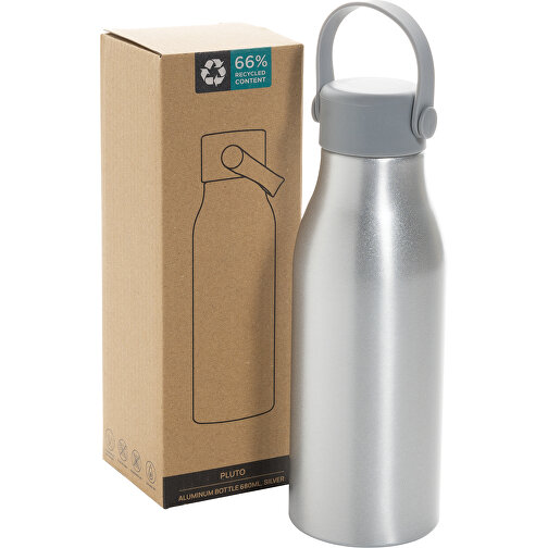 Botella Pluto de aluminio reciclado con certificado RCS 680 ml, plateada, Imagen 7