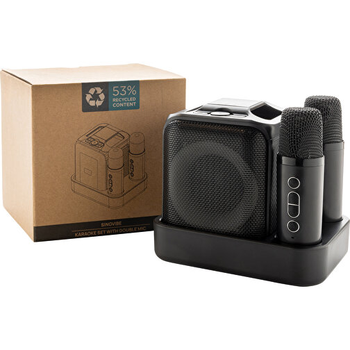 Singvibe Karaoke-Set Mit Doppelmikrofon Aus RCS Rec. ABS, Schwarz , schwarz, ABS - recycelt, 15,10cm x 14,60cm x 12,30cm (Länge x Höhe x Breite), Bild 15