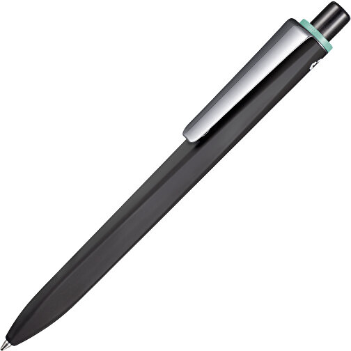 Kugelschreiber RIDGE RECYCLED SOFT M , Ritter-Pen, schwarz / türkis, ABS u. Metall, 14,10cm (Länge), Bild 2