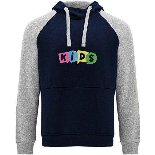 Badet Zweifarbiger Kapuzenpullover Für Kinder , navy blue / heather grau, Gebürsteter Sweatshirt Strick 50% Baumwolle, 50% Polyester, 280 g/m2, 11/12, , Bild 2