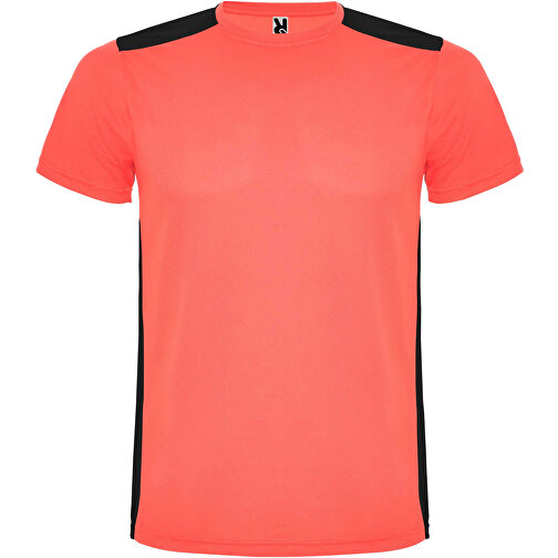 Detroit Sport T-Shirt Für Kinder , fluor coral / schwarz, Mesh mit Cool Fit Finish 100% Polyester, 130 g/m2, Contrast fabric, Mesh mit Cool Fit Finish 100% Polyester, 130 g/m2, 12, , Bild 1