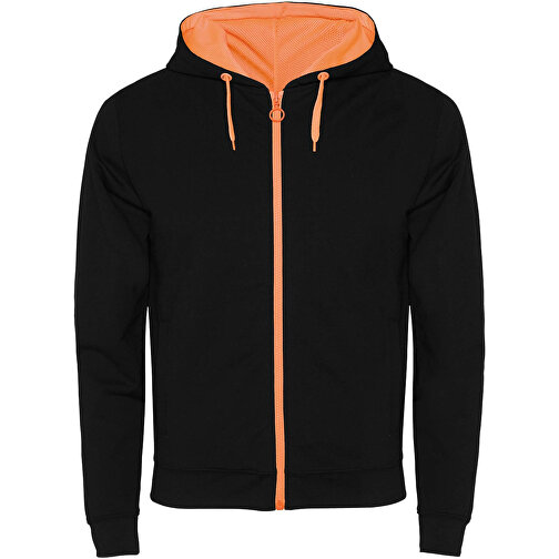 Fuji Kaputzensweatjacke Unisex , schwarz / fluor orange, 60% Baumwolle, 40% Polyester, 280 g/m2, L, , Bild 1