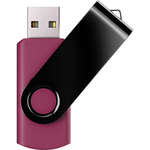 USB-Stick SWING Color 2.0 4 GB , Promo Effects MB , kirschrot / schwarz MB , 4 GB , Kunststoff/ Aluminium MB , 5,70cm x 1,00cm x 1,90cm (Länge x Höhe x Breite), Bild 1