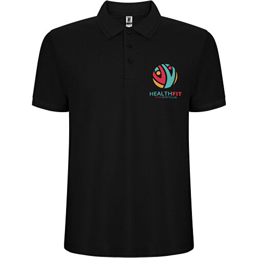 Pegaso Premium Poloshirt Für Herren , schwarz, Piqué Strick 60% Baumwolle, 40% Polyester, 190 g/m2, L, , Bild 2