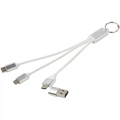 Metal kabel do ładowania 4 w 1 z aluminium z recyklingu z łańcuchem do kluczy, Obraz 5