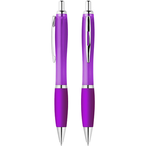 Druckkugelschreiber 'Alpha' , lila-transparent, ABS, 14,10cm (Länge), Bild 1