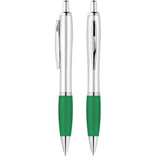 Druckkugelschreiber 'Beta' , silber, grün, ABS, 14,10cm (Länge), Bild 1