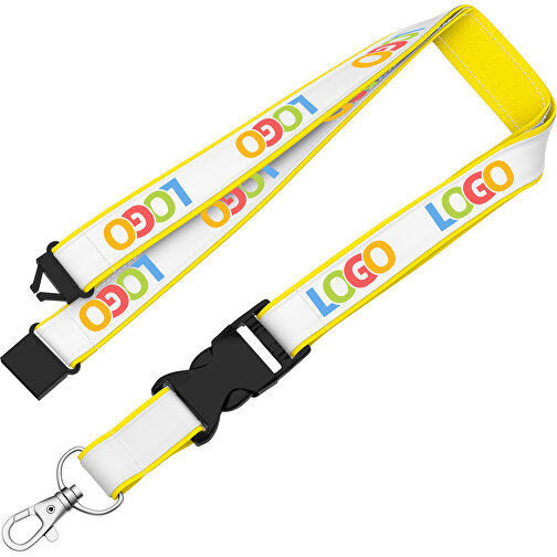 Lanyard Classic Neo , Promo Effects, weiß / gelb, Polyester / Satin, 92,00cm x 2,00cm (Länge x Breite), Bild 2