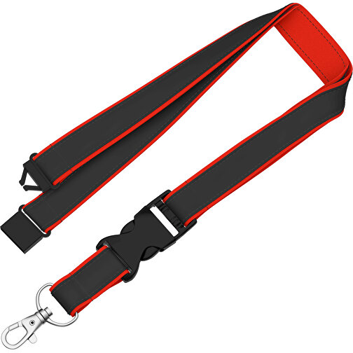 Lanyard Classic Neo , Promo Effects, schwarz / rot, Polyester / Satin, 92,00cm x 2,00cm (Länge x Breite), Bild 1